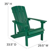 3 Piece Charlestown Green Poly Resin Wood Adirondack Chair Set with Fire Pit - Star and Moon Fire Pit with Mesh Cover, JJ-C145012-32D-GRN-GG