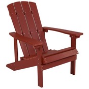 3 Piece Charlestown Red Poly Resin Wood Adirondack Chair Set with Fire Pit - Star and Moon Fire Pit with Mesh Cover, JJ-C145012-32D-RED-GG