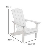 3 Piece Charlestown White Poly Resin Wood Adirondack Chair Set with Fire Pit - Star and Moon Fire Pit with Mesh Cover, JJ-C145012-32D-WH-GG