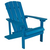 5 Piece Charlestown Blue Poly Resin Wood Adirondack Chair Set with Fire Pit - Star and Moon Fire Pit with Mesh Cover, JJ-C145014-32D-BLU-GG