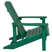 5 Piece Charlestown Green Poly Resin Wood Adirondack Chair Set with Fire Pit - Star and Moon Fire Pit with Mesh Cover, JJ-C145014-32D-GRN-GG