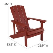 5 Piece Charlestown Red Poly Resin Wood Adirondack Chair Set with Fire Pit - Star and Moon Fire Pit with Mesh Cover, JJ-C145014-32D-RED-GG