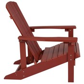 5 Piece Charlestown Red Poly Resin Wood Adirondack Chair Set with Fire Pit - Star and Moon Fire Pit with Mesh Cover, JJ-C145014-32D-RED-GG
