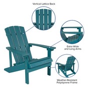 5 Piece Charlestown Sea Foam Poly Resin Wood Adirondack Chair Set with Fire Pit - Star and Moon Fire Pit with Mesh Cover, JJ-C145014-32D-SFM-GG