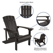 5 Piece Charlestown Slate Gray Poly Resin Wood Adirondack Chair Set with Fire Pit - Star and Moon Fire Pit with Mesh Cover, JJ-C145014-32D-SLT-GG