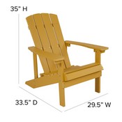 5 Piece Charlestown Yellow Poly Resin Wood Adirondack Chair Set with Fire Pit - Star and Moon Fire Pit with Mesh Cover, JJ-C145014-32D-YLW-GG