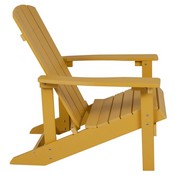 5 Piece Charlestown Yellow Poly Resin Wood Adirondack Chair Set with Fire Pit - Star and Moon Fire Pit with Mesh Cover, JJ-C145014-32D-YLW-GG