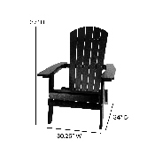 2 Pack Charlestown All-Weather Poly Resin Folding Adirondack Chairs with Side Table in Black, JJ-C14505-2-T14001-BLK-GG