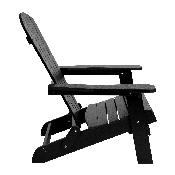 2 Pack Charlestown All-Weather Poly Resin Folding Adirondack Chairs with Side Table in Black, JJ-C14505-2-T14001-BLK-GG