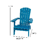 2 Pack Charlestown All-Weather Poly Resin Folding Adirondack Chairs with Side Table in Blue, JJ-C14505-2-T14001-BLU-GG