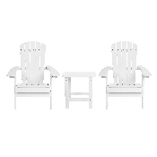 2 Pack Charlestown All-Weather Poly Resin Folding Adirondack Chair with Side Table, JJ-C14505-2-T14001-WH-GG
