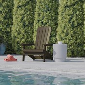 Charlestown Commercial Folding Adirondack Chair - Mahogany - Poly Resin - Indoor/Outdoor - Weather Resistant, JJ-C14505-MHG-GG