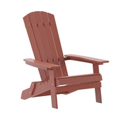 Charlestown Commercial Folding Adirondack Chair - Red - Poly Resin - Indoor/Outdoor - Weather Resistant, JJ-C14505-RED-GG