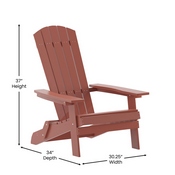 Charlestown Commercial Folding Adirondack Chair - Red - Poly Resin - Indoor/Outdoor - Weather Resistant, JJ-C14505-RED-GG