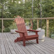Charlestown Commercial Folding Adirondack Chair - Red - Poly Resin - Indoor/Outdoor - Weather Resistant, JJ-C14505-RED-GG