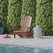 Charlestown Commercial Folding Adirondack Chair - Red - Poly Resin - Indoor/Outdoor - Weather Resistant, JJ-C14505-RED-GG