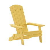 Charlestown Commercial Folding Adirondack Chair - Yellow - Poly Resin - Indoor/Outdoor - Weather Resistant, JJ-C14505-YLW-GG