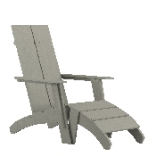 Sawyer Modern All-Weather Poly Resin Wood Adirondack Chair with Foot Restin Gray, JJ-C14509-14309-GY-GG