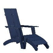 Sawyer Modern All-Weather Poly Resin Wood Adirondack Chair with Foot Restin Navy, JJ-C14509-14309-NV-GG
