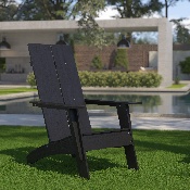 Sawyer Modern All-Weather Poly Resin Wood Adirondack Chair in Black, JJ-C14509-BK-GG