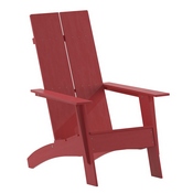Sawyer Modern Commercial 2-Slat Back Adirondack Chair - Red Commercial All-Weather Poly Resin Lounge Chair, JJ-C14509-RED-GG