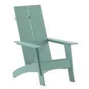 Sawyer Modern Commercial 2-Slat Back Adirondack Chair - Sea Foam All-Weather Poly Resin Lounge Chair, JJ-C14509-SFM-GG