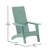 Sawyer Modern Commercial 2-Slat Back Adirondack Chair - Sea Foam All-Weather Poly Resin Lounge Chair, JJ-C14509-SFM-GG