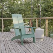 Sawyer Modern Commercial 2-Slat Back Adirondack Chair - Sea Foam All-Weather Poly Resin Lounge Chair, JJ-C14509-SFM-GG