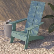 Sawyer Modern Commercial 2-Slat Back Adirondack Chair - Sea Foam All-Weather Poly Resin Lounge Chair, JJ-C14509-SFM-GG