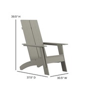 Finn Set of 2 Gray Modern All-Weather 2-Slat Poly Resin Rocking Adirondack Chairs with 22" Round Wood Burning Fire Pit, JJ-C145092-202-GY-GG