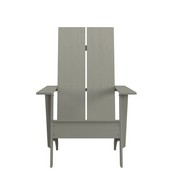 Finn Set of 2 Gray Modern All-Weather 2-Slat Poly Resin Rocking Adirondack Chairs with 22" Round Wood Burning Fire Pit, JJ-C145092-202-GY-GG
