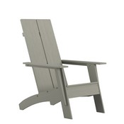 Finn Set of 2 Gray Modern All-Weather 2-Slat Poly Resin Rocking Adirondack Chairs with 22" Round Wood Burning Fire Pit, JJ-C145092-202-GY-GG