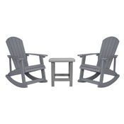 Set of 2 Savannah All-Weather Poly Resin Wood Adirondack Rocking Chairs with Side Table in Gray, JJ-C14705-2-T14001-GY-GG