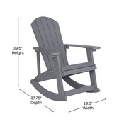 Set of 2 Savannah All-Weather Poly Resin Wood Adirondack Rocking Chairs with Side Table in Gray, JJ-C14705-2-T14001-GY-GG