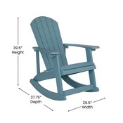 Set of 2 Savannah All-Weather Poly Resin Wood Adirondack Rocking Chairs with Side Table in Sea Foam, JJ-C14705-2-T14001-SFM-GG