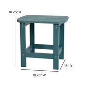 Set of 2 Savannah All-Weather Poly Resin Wood Adirondack Rocking Chairs with Side Table in Sea Foam, JJ-C14705-2-T14001-SFM-GG