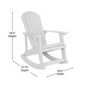 Set of 2 Savannah All-Weather Poly Resin Wood Adirondack Rocking Chairs with Side Table in White, JJ-C14705-2-T14001-WH-GG