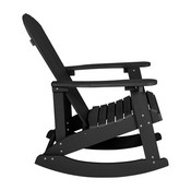Set of 4 Savannah All-Weather Poly Resin Wood Adirondack Rocking Chairs with Side Table in Black, JJ-C14705-4-T14001-BK-GG