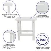Set of 4 Savannah All-Weather Poly Resin Wood Adirondack Rocking Chairs with Side Table in White, JJ-C14705-4-T14001-WH-GG