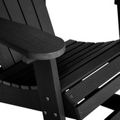 Savannah All-Weather Poly Resin Wood Adirondack Rocking Chair with Rust Resistant Stainless Steel Hardware in Black - Set of 2, JJ-C14705-BK-2-GG