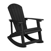 Savannah All-Weather Poly Resin Wood Adirondack Rocking Chair with Rust Resistant Stainless Steel Hardware in Black, JJ-C14705-BK-GG
