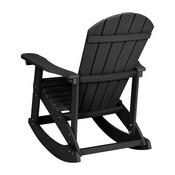 Savannah All-Weather Poly Resin Wood Adirondack Rocking Chair with Rust Resistant Stainless Steel Hardware in Black, JJ-C14705-BK-GG
