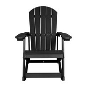 Savannah All-Weather Poly Resin Wood Adirondack Rocking Chair with Rust Resistant Stainless Steel Hardware in Black, JJ-C14705-BK-GG