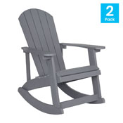 Savannah All-Weather Poly Resin Wood Adirondack Rocking Chair with Rust Resistant Stainless Steel Hardware in Gray - Set of 2, JJ-C14705-GY-2-GG