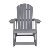 Savannah All-Weather Poly Resin Wood Adirondack Rocking Chair with Rust Resistant Stainless Steel Hardware in Gray - Set of 2, JJ-C14705-GY-2-GG