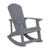 Savannah All-Weather Poly Resin Wood Adirondack Rocking Chair with Rust Resistant Stainless Steel Hardware in Gray, JJ-C14705-GY-GG