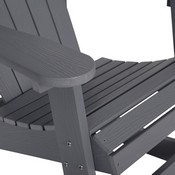 Savannah All-Weather Poly Resin Wood Adirondack Rocking Chair with Rust Resistant Stainless Steel Hardware in Gray, JJ-C14705-GY-GG
