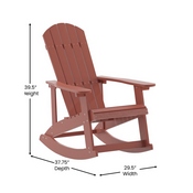 Savannah Poly Resin Wood Adirondack Rocking Chair - All Weather Red Polystyrene - Stainless Steel Hardware, JJ-C14705-RED-GG