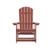 Savannah Poly Resin Wood Adirondack Rocking Chair - All Weather Red Polystyrene - Stainless Steel Hardware, JJ-C14705-RED-GG