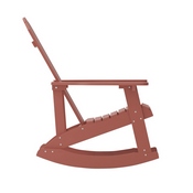 Savannah Poly Resin Wood Adirondack Rocking Chair - All Weather Red Polystyrene - Stainless Steel Hardware, JJ-C14705-RED-GG